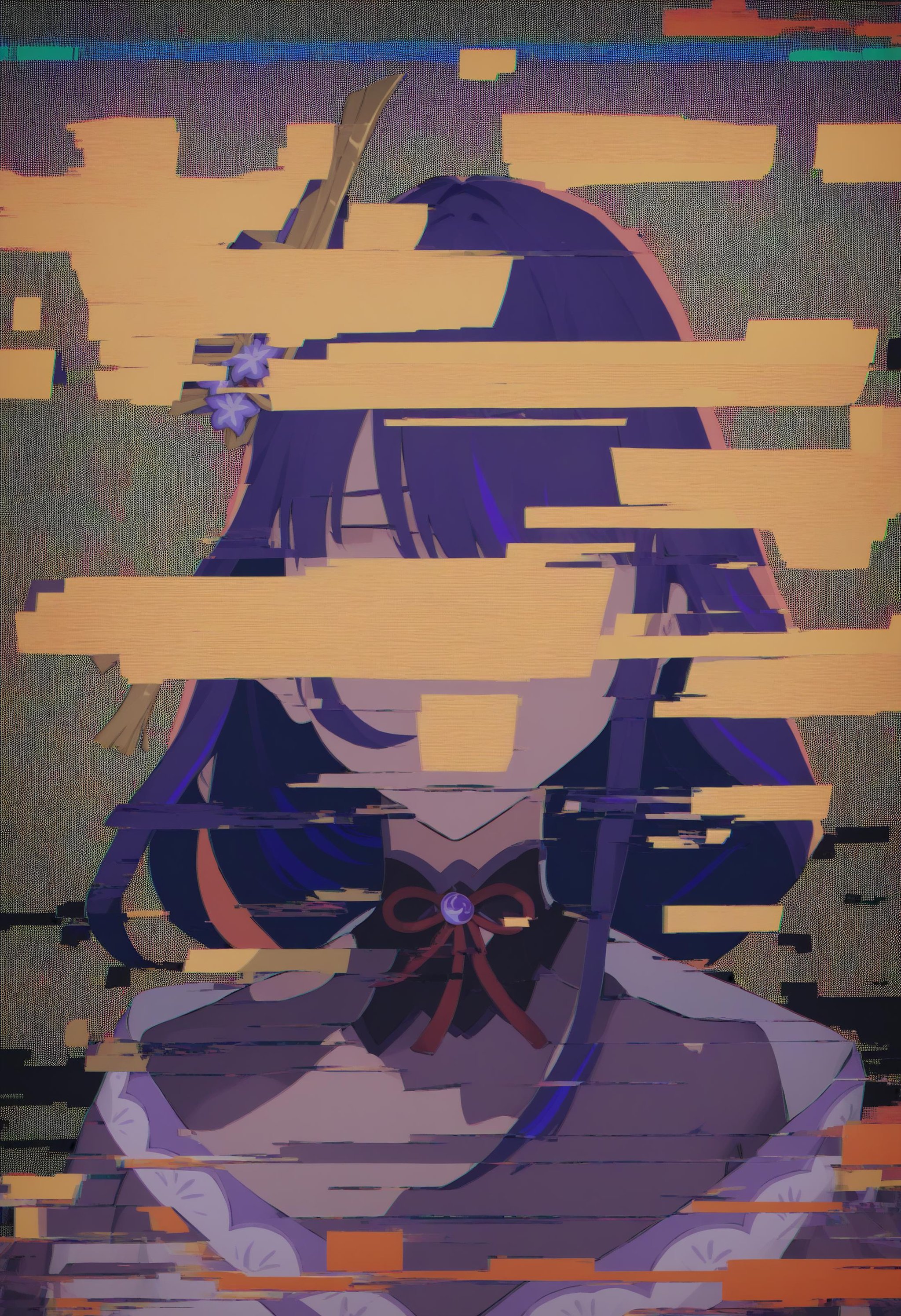 score_9, score_8_up, score_7_up, source_anime, glitch, glitching, <lora:GlitchingXL:1.5>, glitch censor, glitching over face, raiden shogun, 