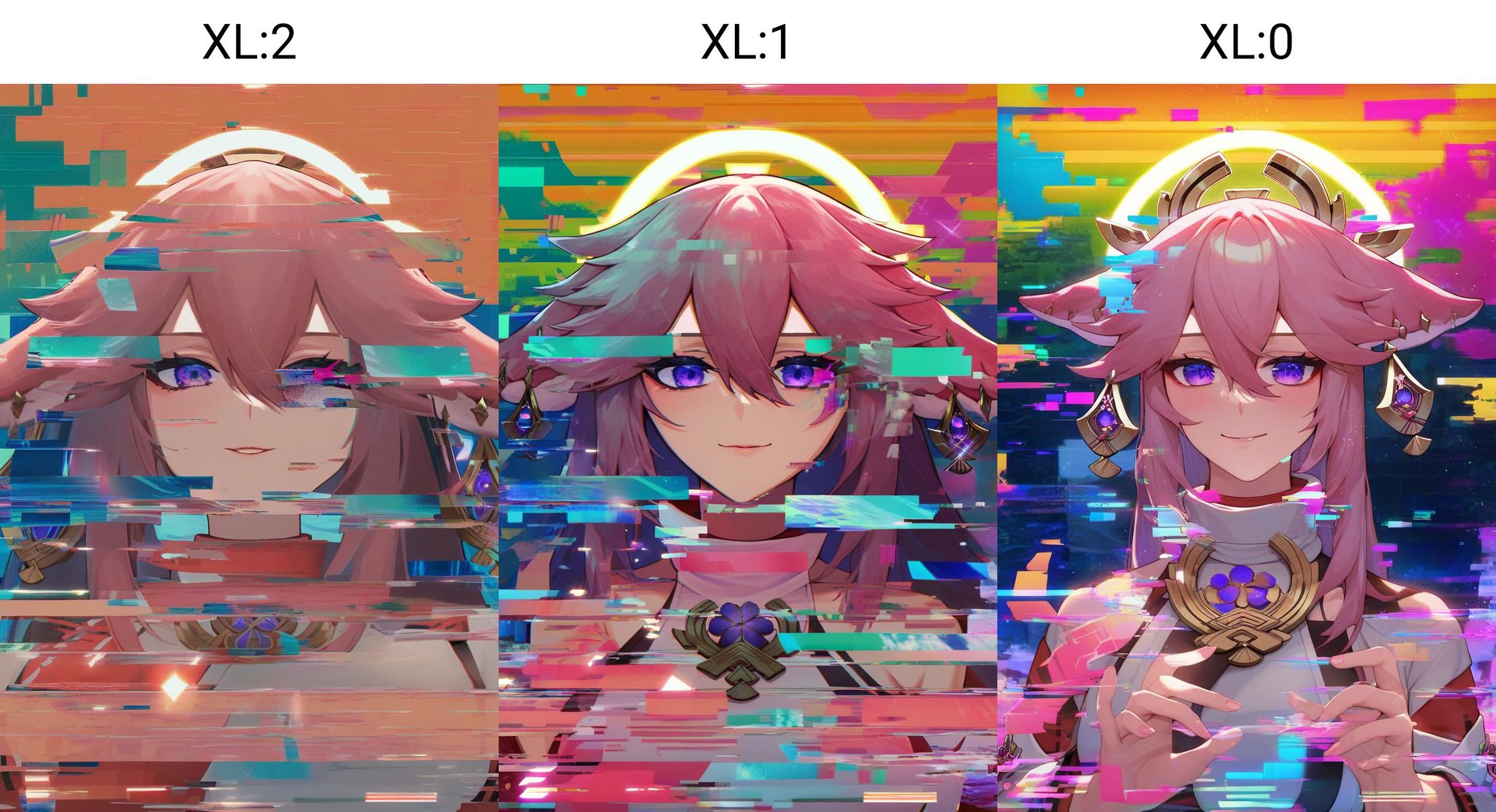 glitch, glitching, <lora:GlitchingXL:2>, yae miko, glitch censor, glitching over eye,, score_9, score_8_up, score_7_up, source_anime