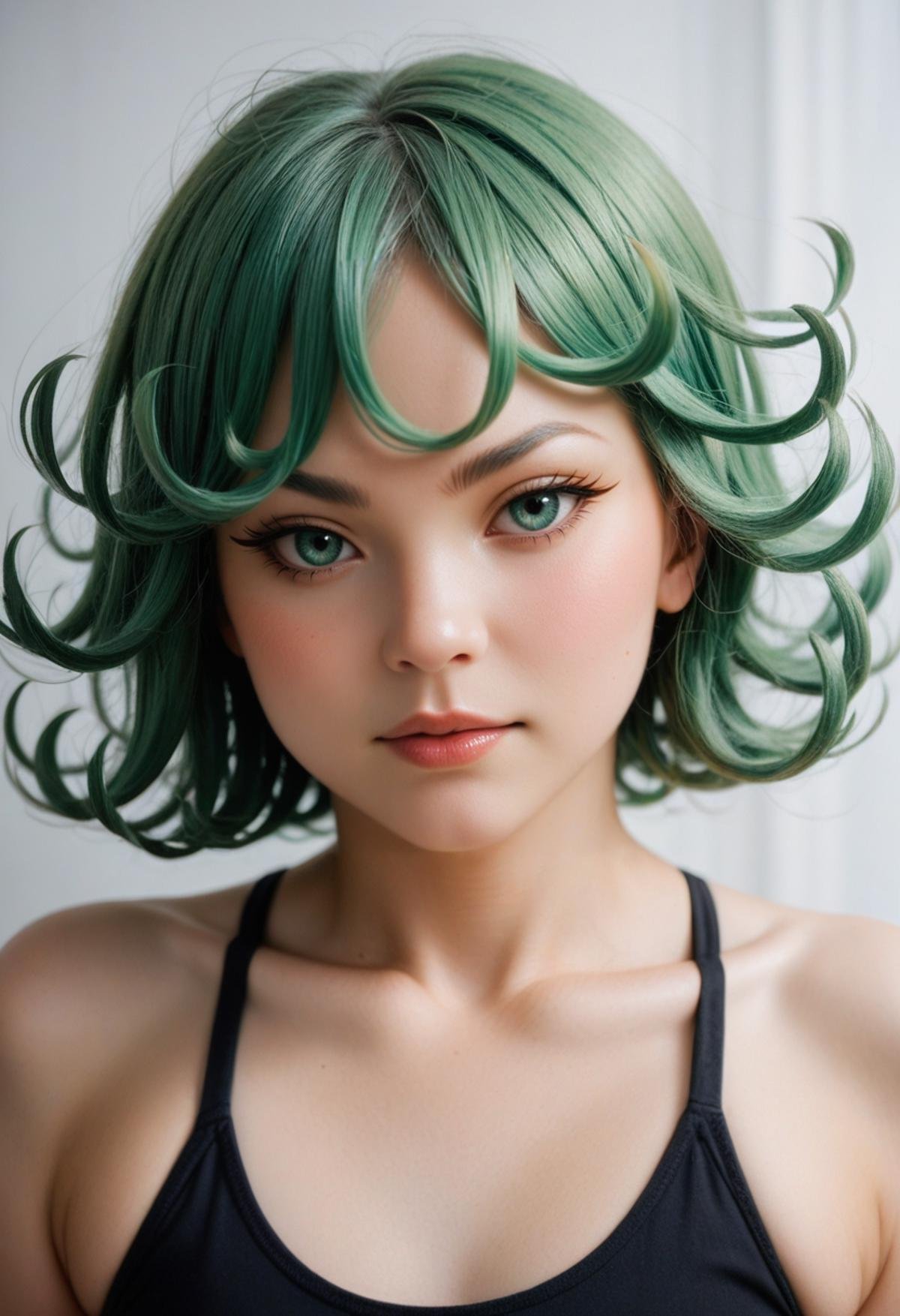 realistic, photo \(medium\), score_9, score_8_up, score_7_up, BREAK1girl, tatsumaki, portrait, 