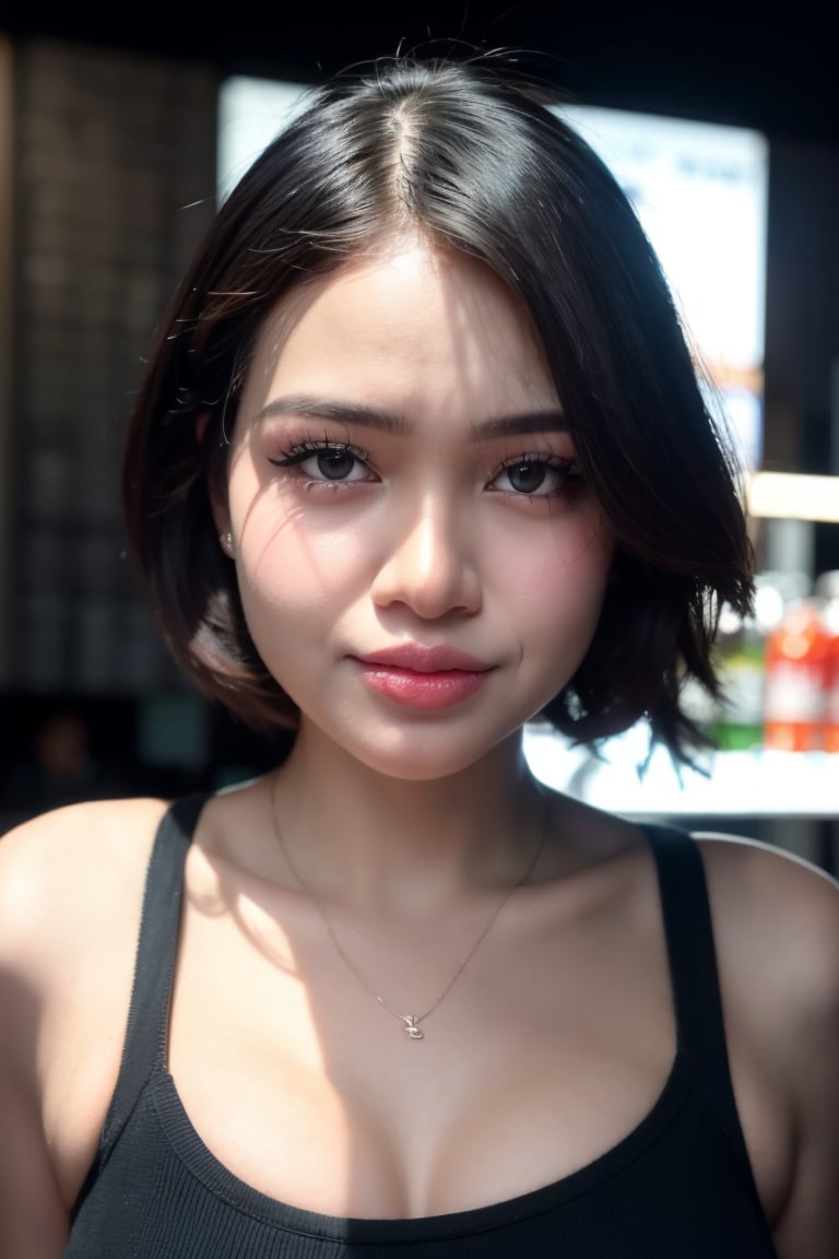 portrait of woman ,(25 years old),smile,(eye contact:1.3),(intense stare:1.3),on a (plain black background:1.2),(headshot:1.2),(face focus:1.1),(facing the camera:1.2),head in the centre,slight smile but sad,(facing straightforward:1.2),(forward facing:1.1),face focus,f1.4,40mm,photorealistic,raw,8k,skin pores,dried-up,textured skin,intricate details,dramatic light,award winning,Strong emotional expression,depth of field,blurry,Bokeh,by Nori Inoguchi