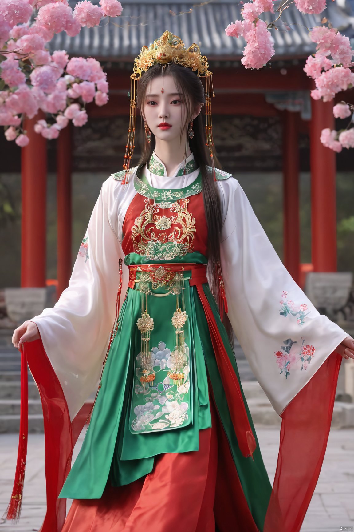  (best quality,masterpiece),Xlimuwan,1girl,solo,very long hair,looking at viewer,jewelry,closed mouth,,sunlight,(big breasts:1.69),X-Hydrangea, song_hanfu,Xliushen,Xyunluo