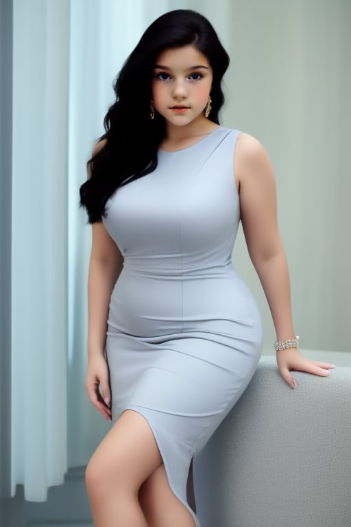 J455 woman, with elegant curvy dress ,J455