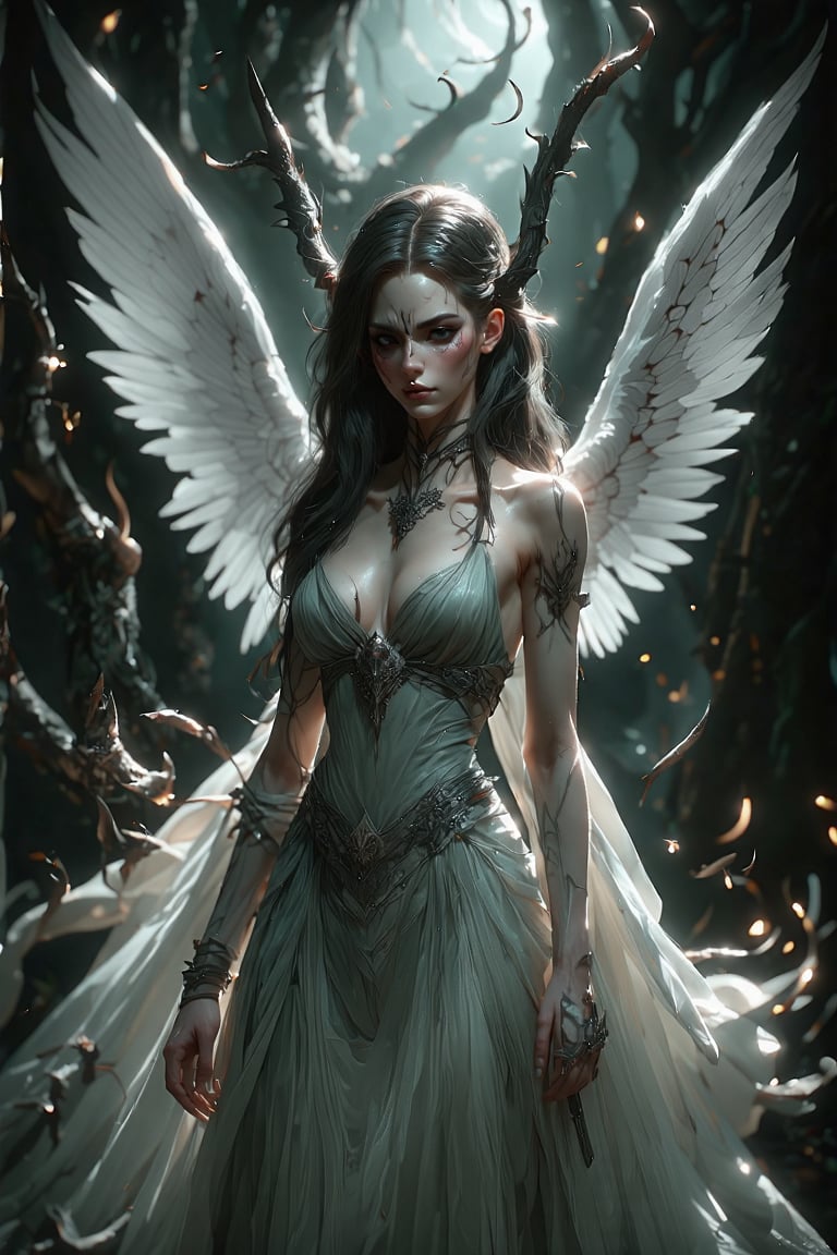 BEAUTIFUL YOUNG beauty, A hauntingly beautiful fairylike draugr in an anime, its ethereal essence blending with a sinister undead aura. This character is depicted in a stunningly detailed painting, capturing every delicate feature and eerie glow perfectly. Its translucent wings shimmer with an otherworldly light, while its pallid skin is marked with faint patterns of decay. The overall image exudes an air of mystery and danger, drawing viewers in with its mesmerizing combination of beauty and darkness. trending on artstation, sharp focus, intricate details, highly detailed, dimly lit, nswf,Leonardo Style