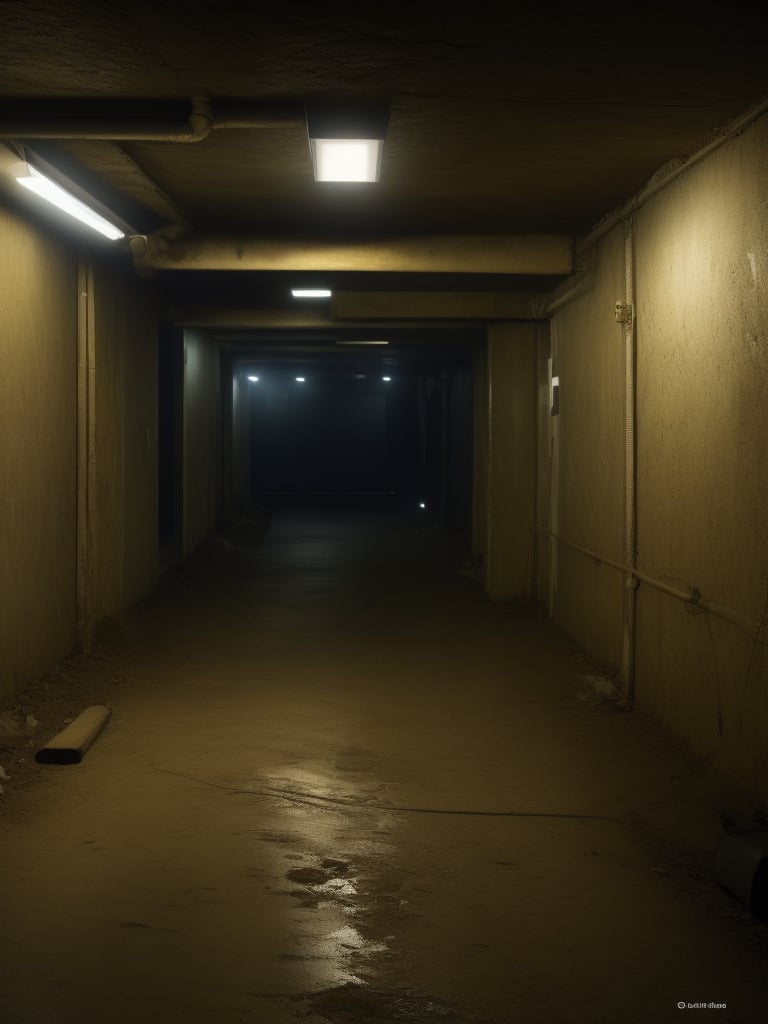  Score_9, Score_8_up, Score_7_up, Score_6_up, Score_5_up, Score_4_up, source_realistic, realistic, masterpiece, best quality, ultra-detailed, ultra high res, realistic light source, 
BREAK
indoors, no humans, FuturEvoLabScene, Basement, basement, reflection, door, light, dark, ceiling, hallway, industrial pipe,