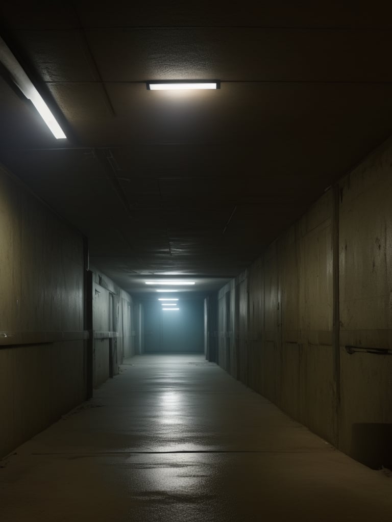  Score_9, Score_8_up, Score_7_up, Score_6_up, Score_5_up, Score_4_up, source_realistic, realistic, masterpiece, best quality, ultra-detailed, ultra high res, realistic light source, 
BREAK
indoors, no humans, FuturEvoLabScene, Basement, basement, reflection, door, light, dark, ceiling, hallway, industrial pipe,