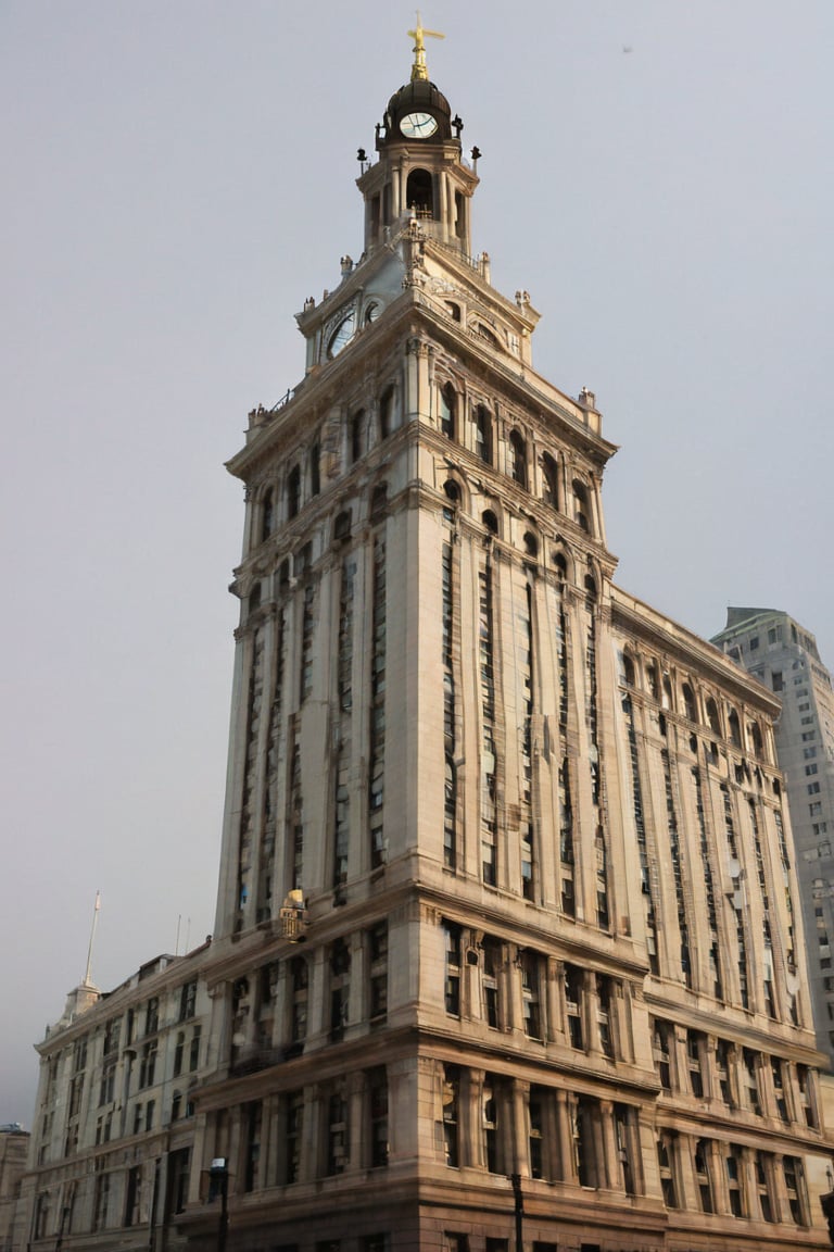 building, a tall building with a clock in the middle of a city
