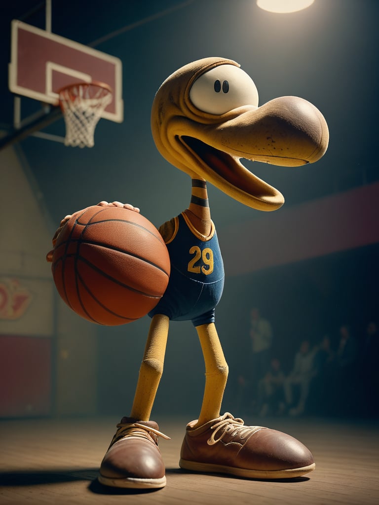 A striking vintage photo of velvet clmnt as a basketball player . The scene is captured using the legendary Ferrania P30 film, resulting in a deep, nostalgic atmosphere. The eyes stands out against the dimly lit, grainy, and slightly faded backdrop. The hard shadows and harsh camera flash create a dynamic contrast, while the analog film adds a unique texture to this deep, captivating photo reminiscent of a movie still.,clemente