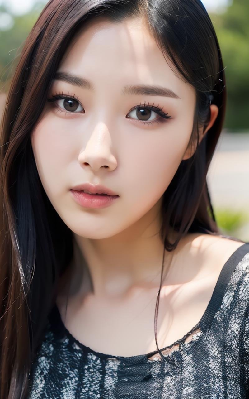 <lora:Giselle_V1:1> G!$ell€,, (realistic), (hyperrealism), (photorealistic:1.4), 1girl, looking at the viewer, eye makeup, detailed eyes, detailed face, (upper body:1.2), detailed background, black dress, walking at the streets, sunset, (windy:1.2)