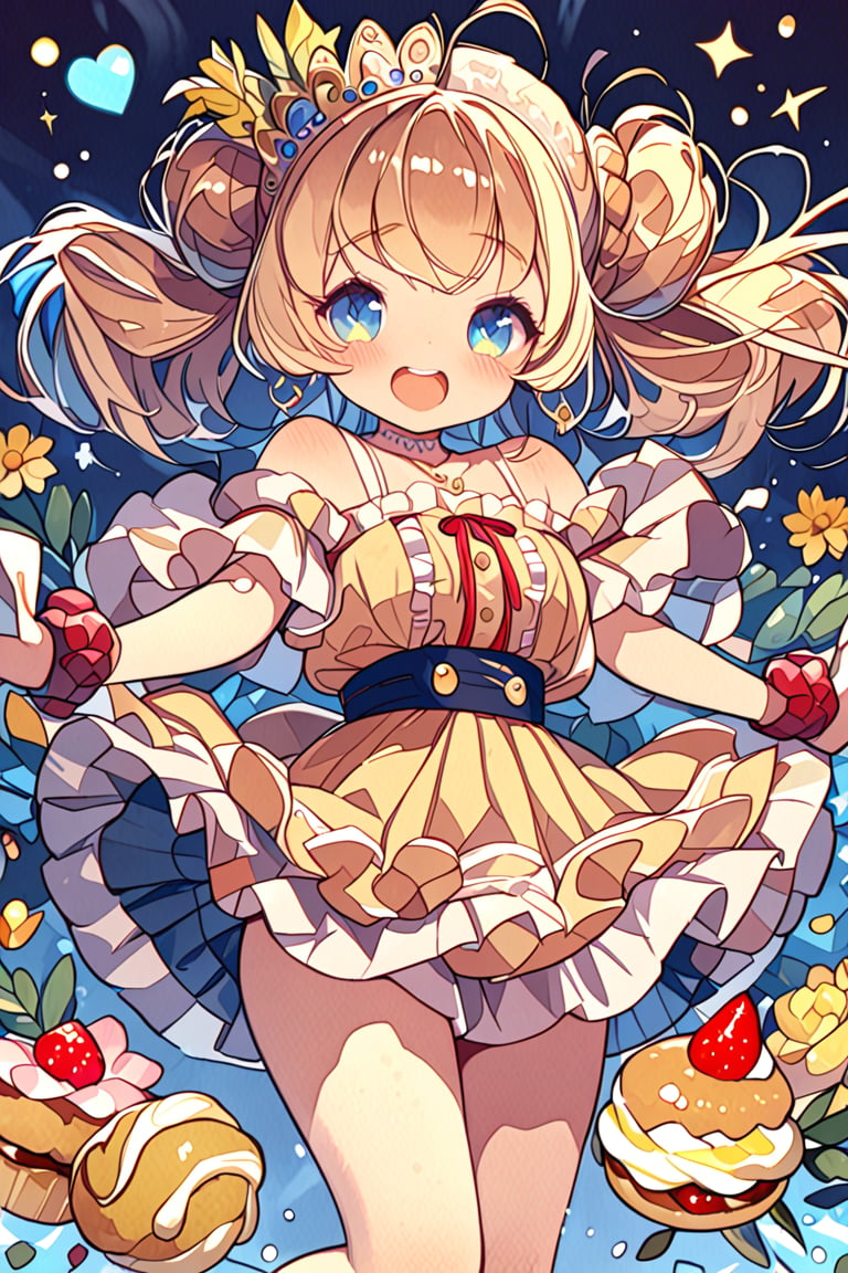 (a girl from Sweets Land), (ultimately adorable:1.4), (incredibly cute:1.4), (super kawaii:1.4), dancing the deliciousness of cream puffs, full body, (masterpiece:1.3), ((highest quality, 8k, ultra-detailed)), perfect anatomy, detailed eyes, anatomically correct hands, very clear and precise images,Deformed