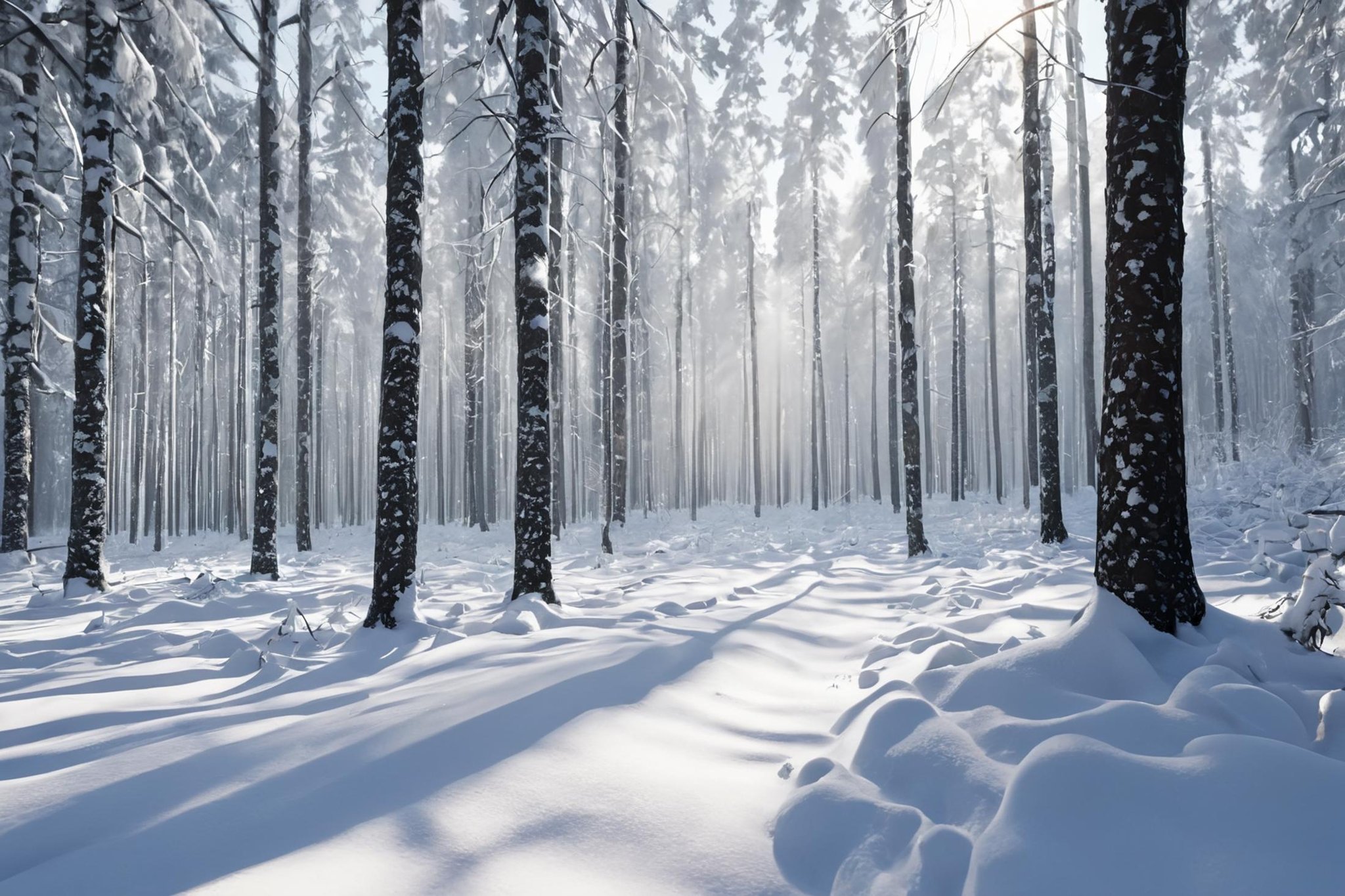 A landscape picture of a snowy winter forest,(masterpiece:1.2), (best quality:1.2), ultra-detailed, best shadow, detailed background, high contrast, (best illumination, an extremely delicate and beautiful), ((cinematic light)), intricate details, 8k, very aesthetic, photorealistic,