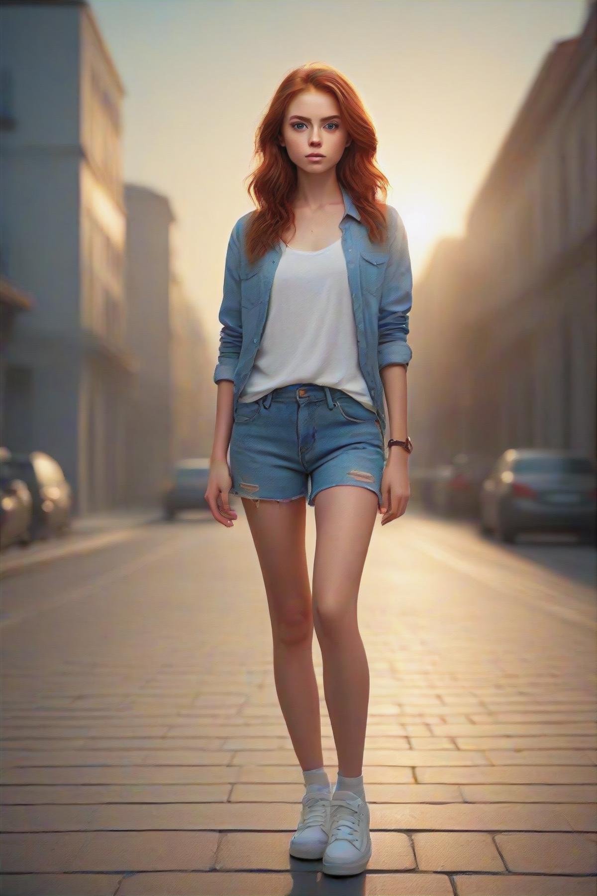 gorgeous young modern fashionable girl with expressive eyes and ginger hair, perfect beautiful eyes, beautiful detailed face, dynamic pose,  sharp focus,  excellent composition, cinematic atmosphere, precise correct anatomy, aesthetichigh detail of the face image, extremely realistic photo, full body, (masterpiece:1.2), (best quality:1.2), ultra-detailed, best shadow, detailed background, high contrast, (best illumination, an extremely delicate and beautiful), ((cinematic light)), hyper detail, dramatic light, intricate details, 8k,  very aesthetic,   