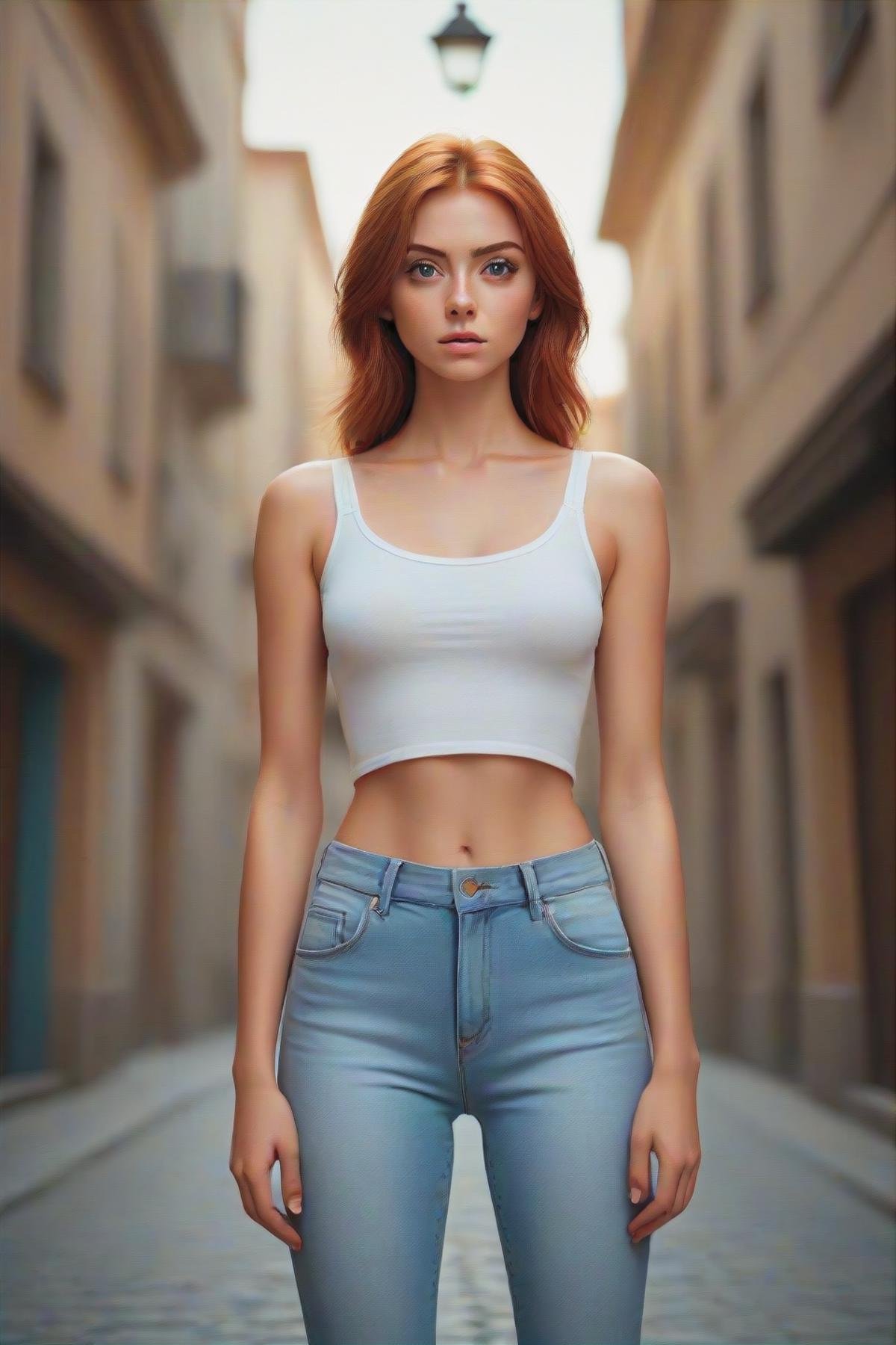 gorgeous young modern fashionable girl with expressive eyes and ginger hair, perfect beautiful eyes, beautiful detailed face, dynamic pose,  sharp focus,  excellent composition, cinematic atmosphere, precise correct anatomy, aesthetichigh detail of the face image, extremely realistic photo, full body, (masterpiece:1.2), (best quality:1.2), ultra-detailed, best shadow, detailed background, high contrast, (best illumination, an extremely delicate and beautiful), ((cinematic light)), hyper detail, dramatic light, intricate details, 8k,  very aesthetic,   