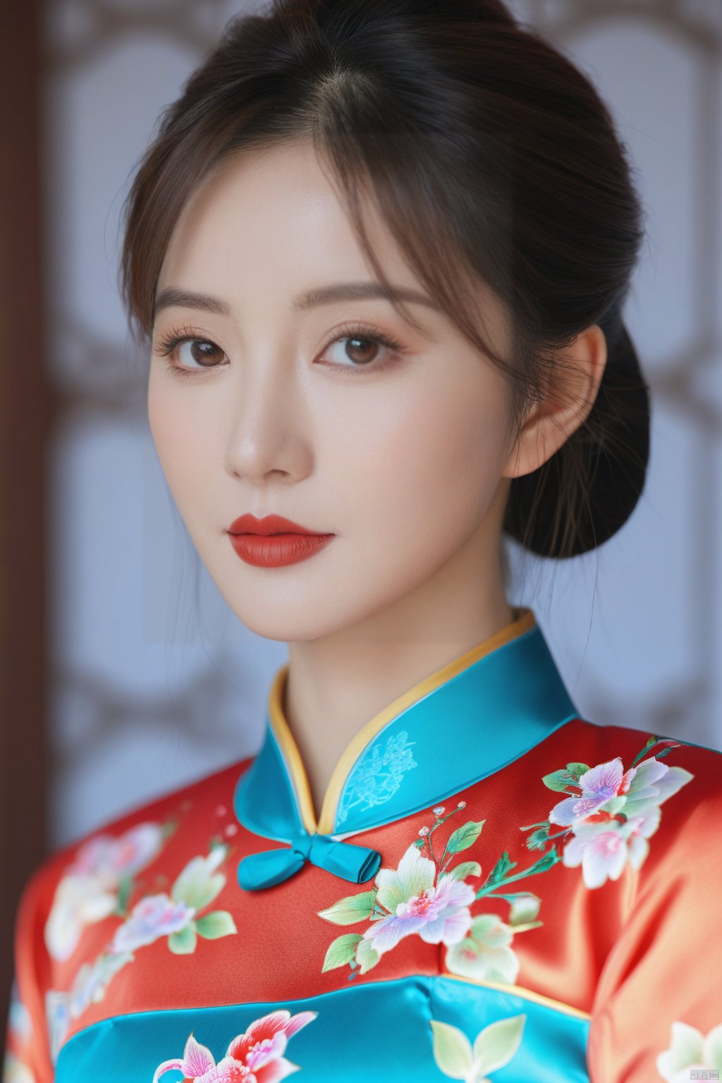 (1girl:1.3),(best quality, masterpiece, ultra-high resolution, 4K, HDR, UHD, 64K, official art), (photorealistic:1.3), (realistic:1.3), depth of field, (portrait:1.3),(sfw:1.4), (qipao:1.4)