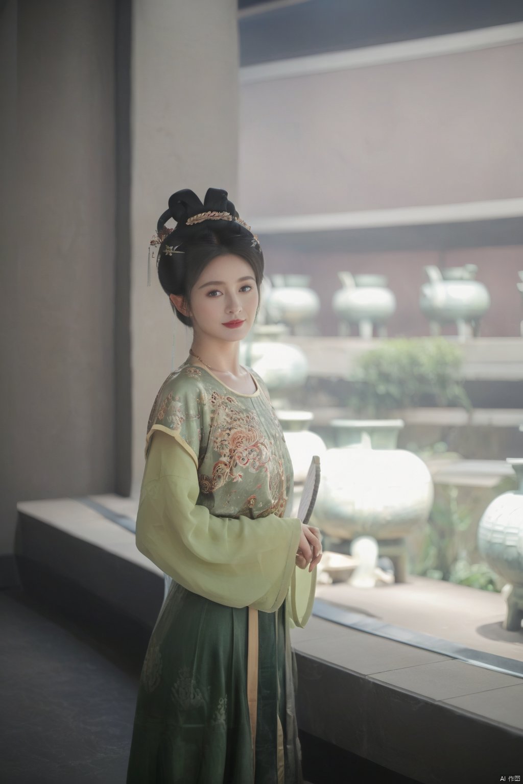 (global illumination, reality,ray tracing, HDR, unreal rendering, reasonable design, high detail, masterpiece,best quality, ultra high definition, movie lighting),
1girl,outdoor,looking_at_viewer,side_blunt_bangs,china_dress,chinese_style,big breasts,pose,solo,1girl,black hair,black eyes, , hanfu