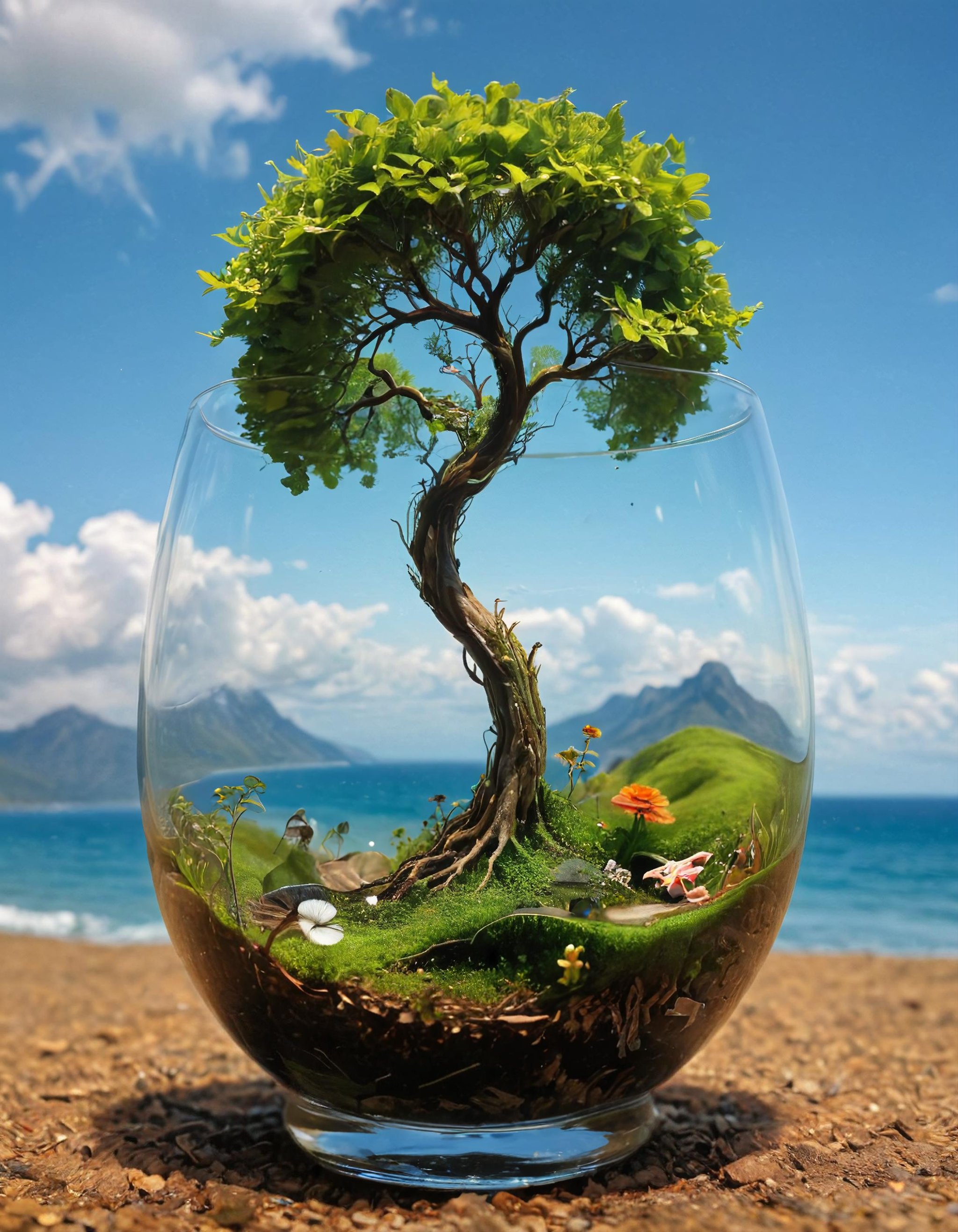 nature in a glass, surreal