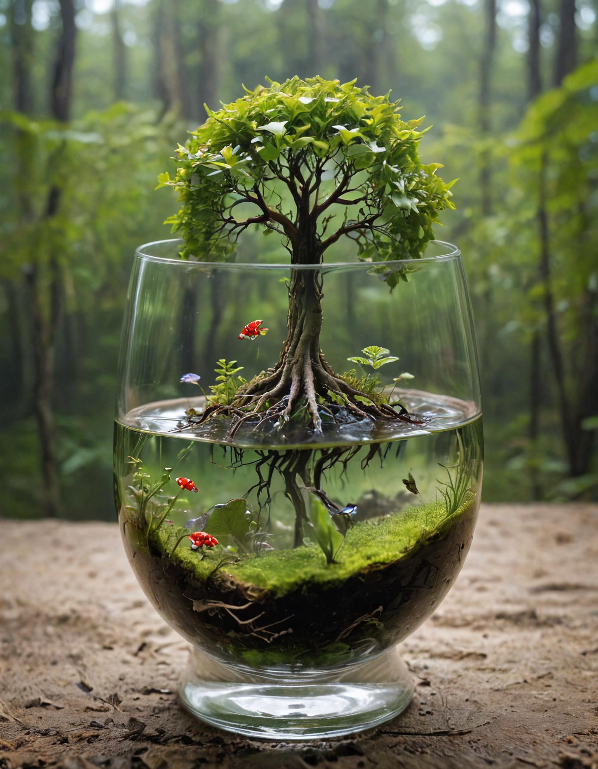 nature in a glass, surreal