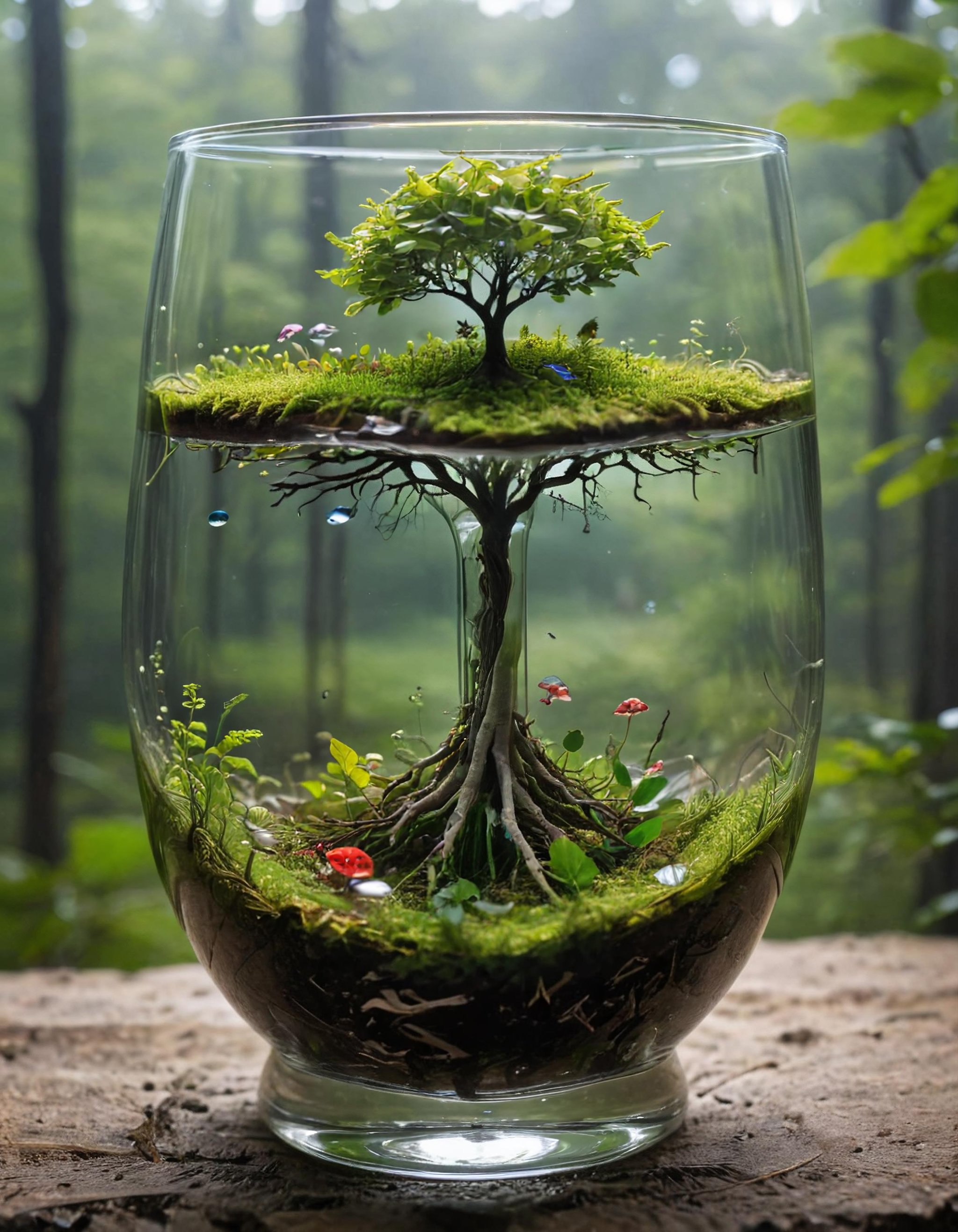 nature in a glass, surreal