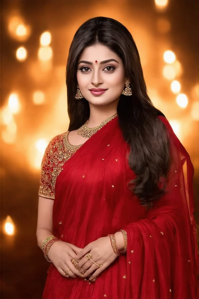 (((score_9, score_8_up, score_7_up, best quality, 4K, 8K, high-resolution, masterpiece, ultra-detailed, realistic, photorealistic, soft light, full-body_portrait))),(((Portrait of A confident-looking indian woman with long flowing hair, celebrating Diwali festival, hazel eyes, diwali background, lighting background,with flowing capes, celebrating Diwali,full body ,perfect composition, hyperrealistic, super detailed, 8k, high quality, trending art, trending on artstation, sharp focus, studio photo, intricate details, highly detailed))),(((high resolution, extremely sharp, ultra-real, extremely detailed, an ultra-realistic photograph captured with a Sony α7 III camera, equipped with an 85mm lens, depicting, The image, taken in high resolution.))) 