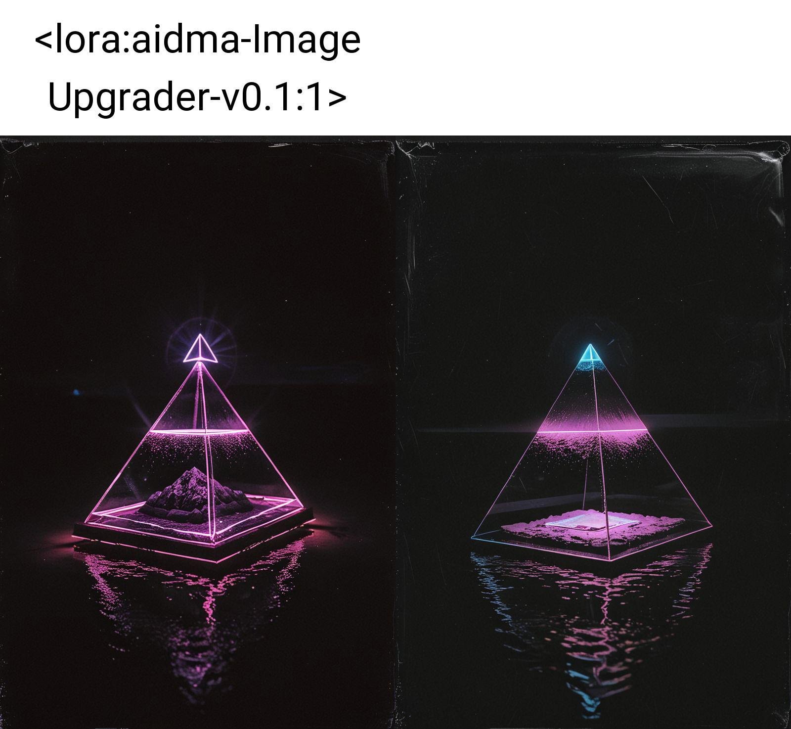 Floating neon pyramid ,  <lora:CBS_novuschroma37 style_b:1> novuschroma37 style<lora:aidma-Image Upgrader-v0.1:1>