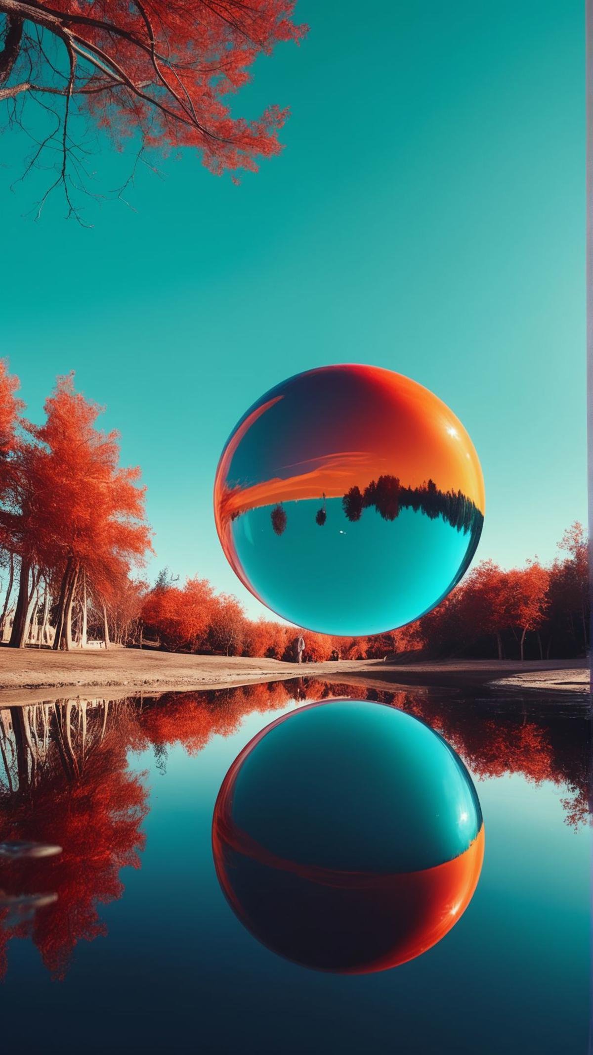 surrealist photography, floating objects, distorted reflections, dreamlike setting, unconventional composition, vibrant colors, playful and imaginative, merging reality and fantasy, visually intriguing 