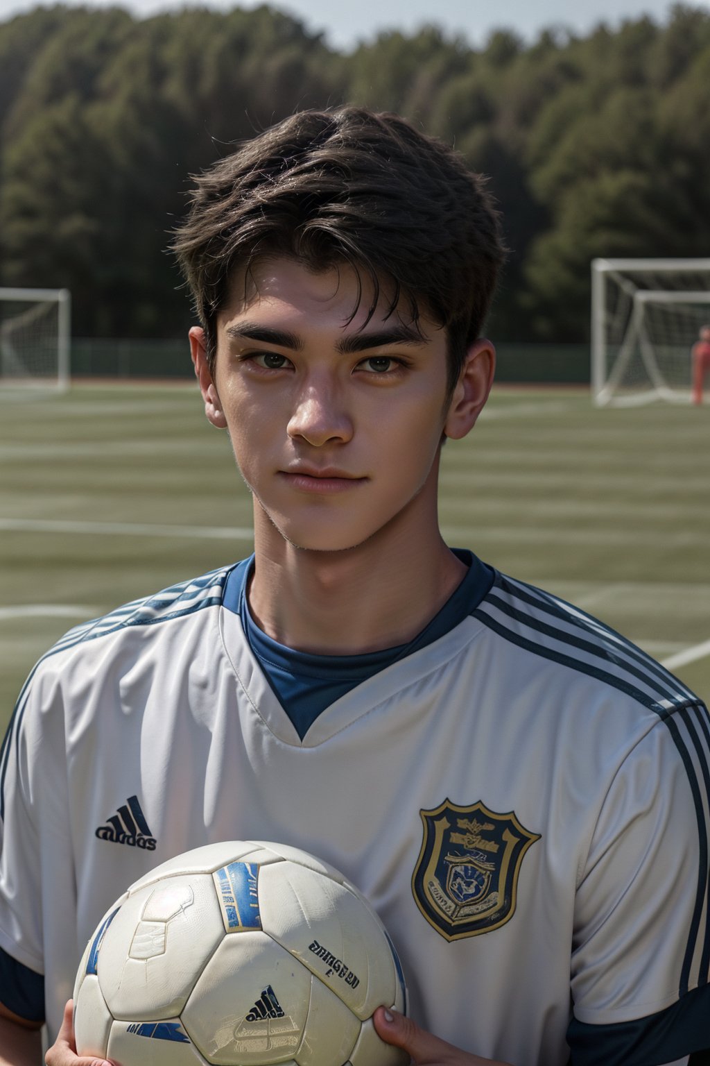 Portrait of handsome young soccer player,