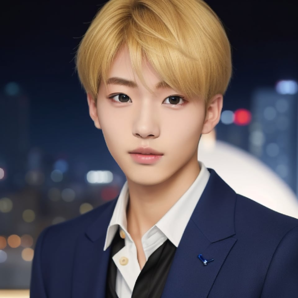 solo, ikemen, 1boy, modern, fashion, masterpiece, blonde, nice photo, realistic, upper body, perfect anatomy, 🏙, collared shirt, clean background, portrait, Japanese hair style, 