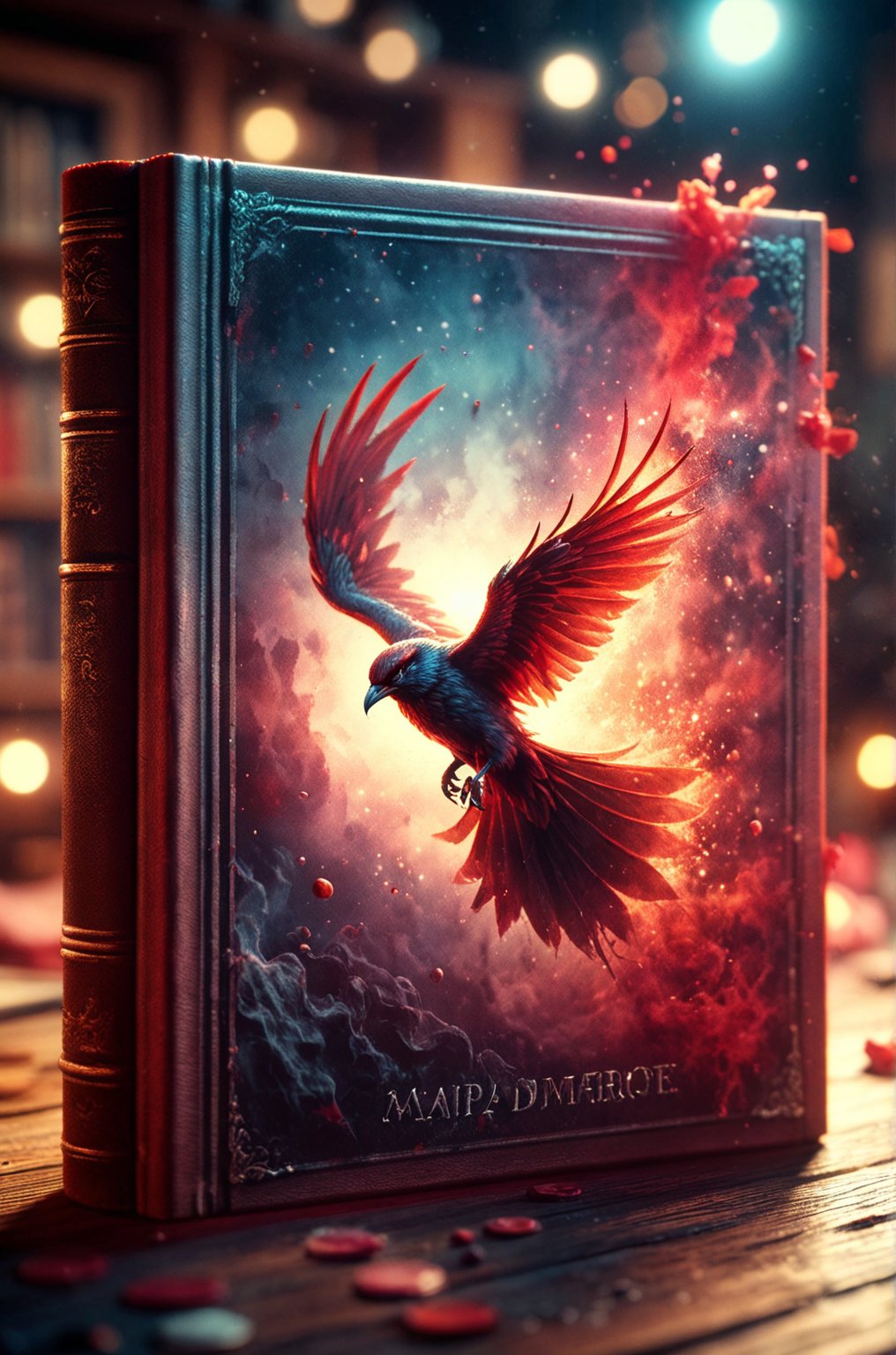 A detailed dramatic illustration of the book , with red color dark magic splash, dark ghotic, 3D Vector Art, fantasy art, watercolor effect, bokeh, Adobe Illustrator, hand-drawn, digital art, bird's eye view, isometric style, retro aesthetic, focused on the character, 4K resolution, photorealistic rendering, using cinema 4D Wide range of colors., Dramatic,Dynamic,Cinematic,Sharp details Insane quality. Insane resolution. Insane details. Masterpiece. 32k resolution.