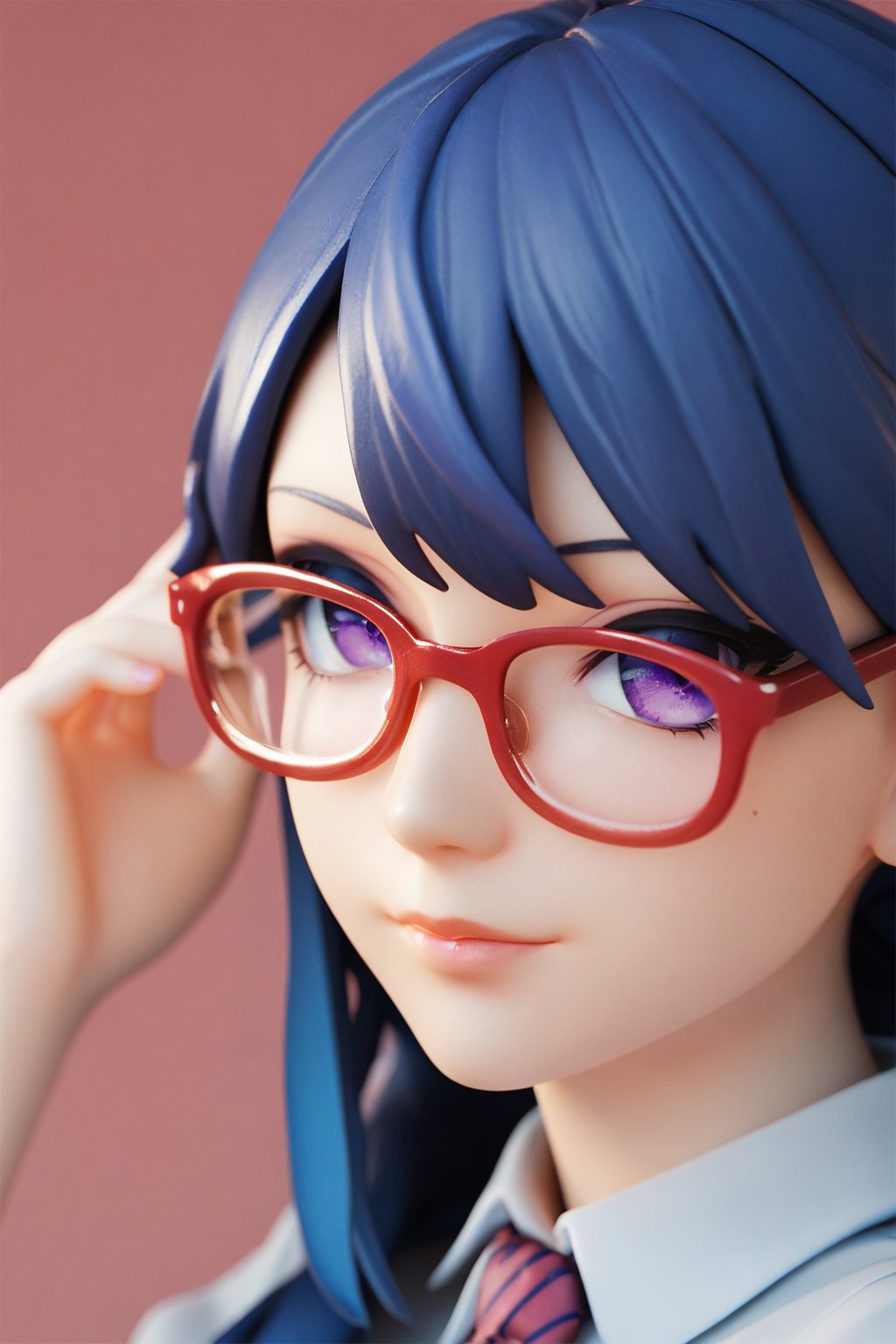 dark_blue hair,red-framed_glasses,long_hair,purple_eyes, score_9_up, score_8_up,score_7_up,3D