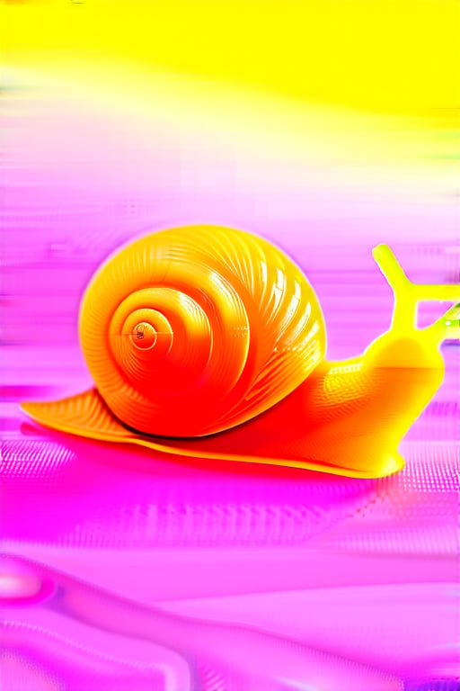 
snail, shell made out of gummiLay, colorful, gradient background, no humans, fruit, animal, pink background, holding food, realistic, animal focus,gummiLay
