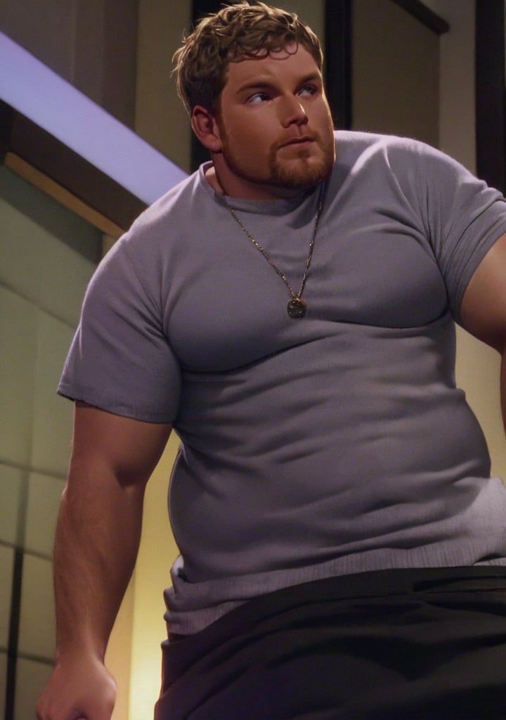 Malcolm Scott, a 35-year-old male with a chubby physique,(chubby face)