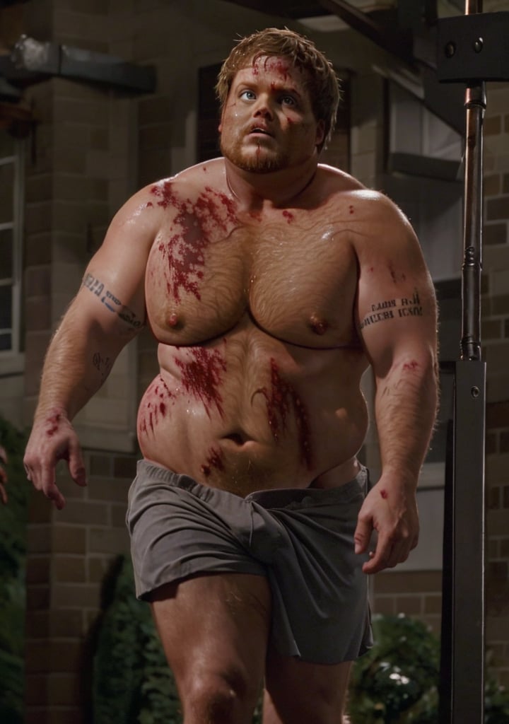 Malcolm Scott, a 35-year-old male with a chubby physique,(chubby face),(infected zombie:1.1)