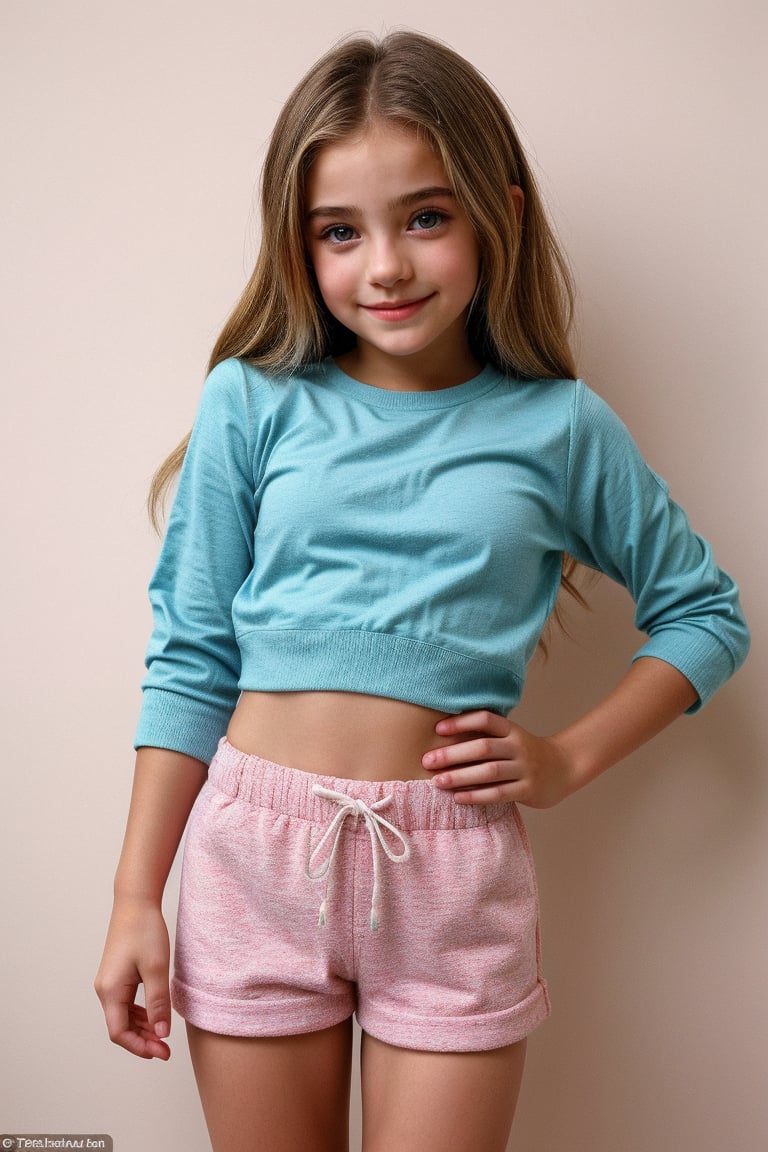 A vibrant snapshot of a youthful beauty! A tiny-titted tween girl with well-formed body and soft textile slutty casual wear