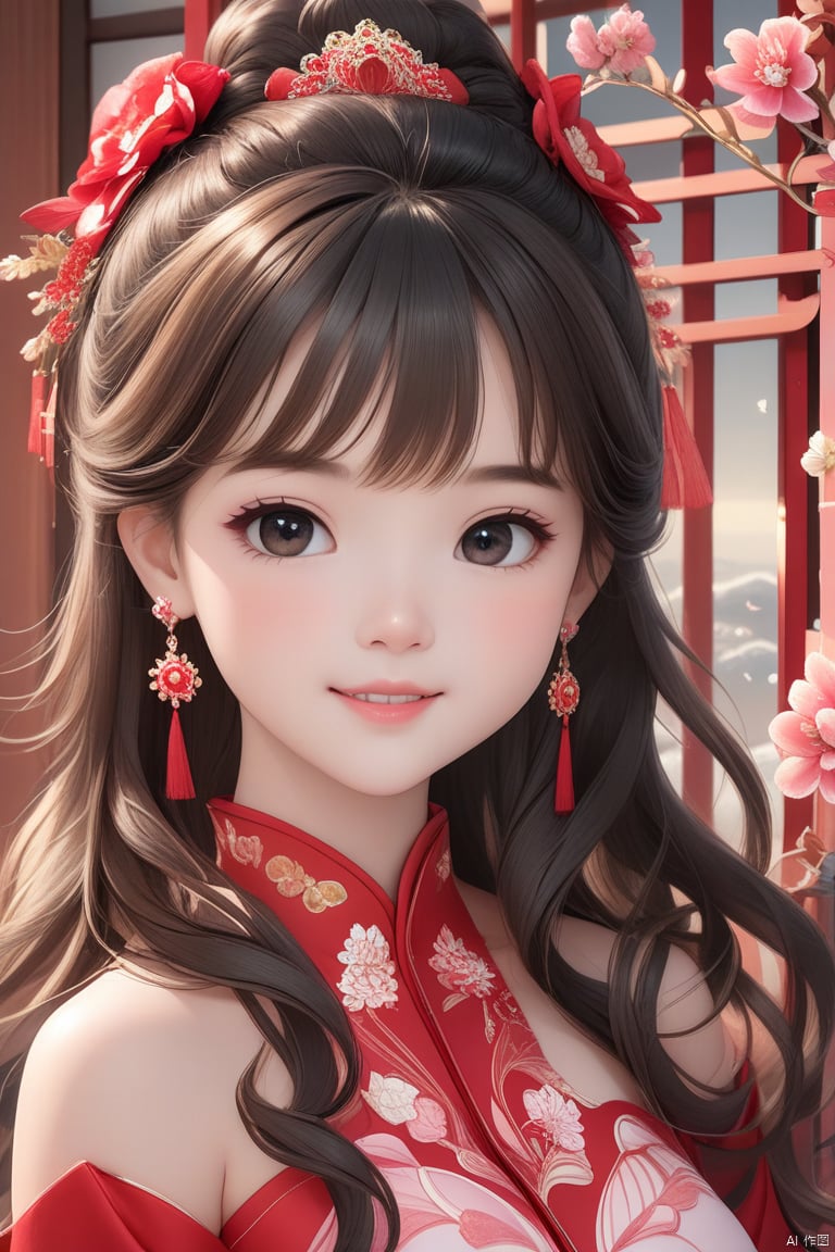 medium breasts:, upper body, masterpiece, top quality, official art, beautiful and aesthetic, 1girl, extreme detailed eyes, fractal art:1.3, highest detailed, perfect face, shiny skin, HDR, galaxy, light streaks, striking visuals, tutututu, see-through, cheongsam, cheongsam, tutututu, girl, red earrings, red jewelry, 1 girl, blonde hair, 1 girl, best quality