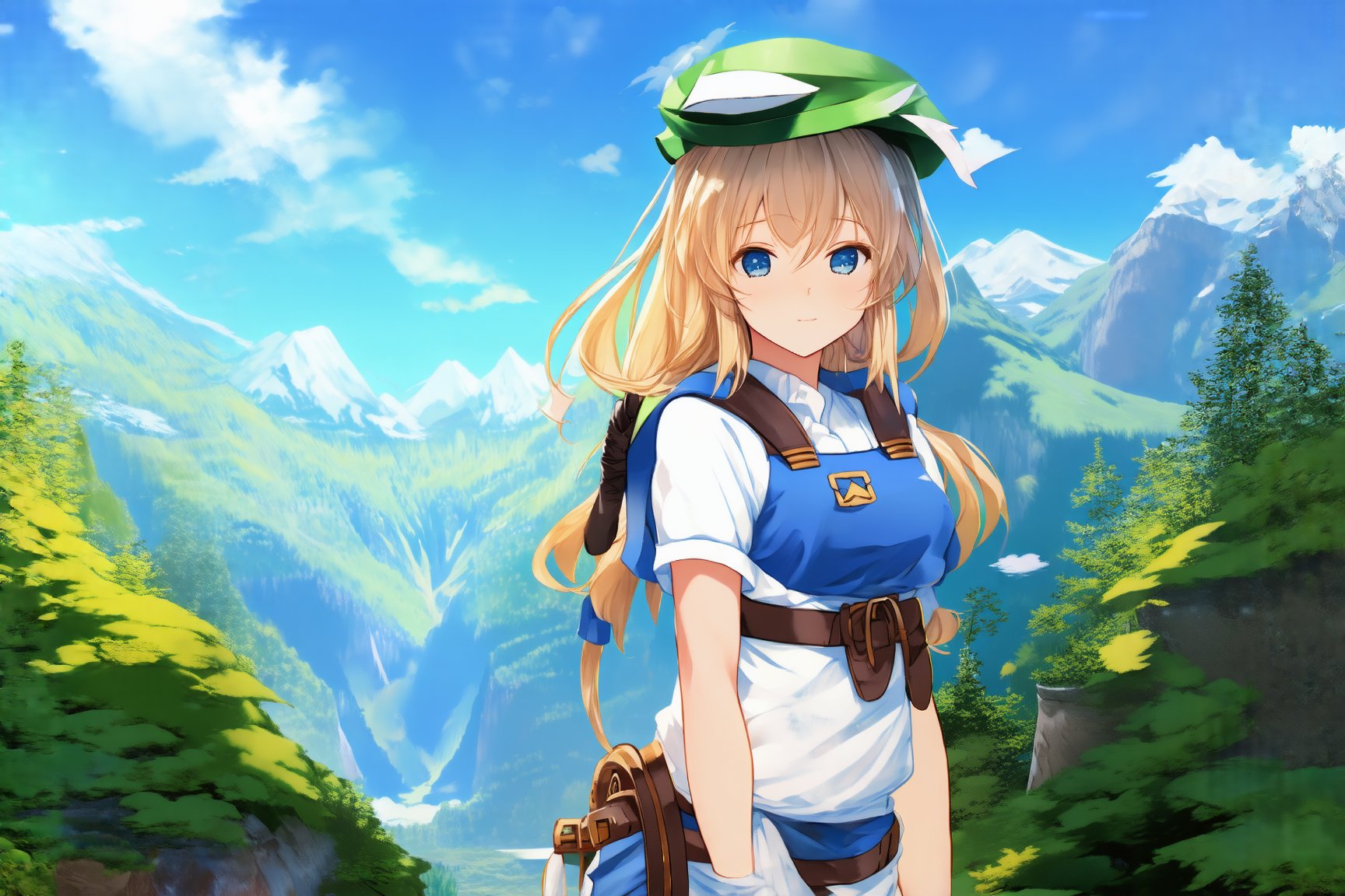 1girl, anime style, adventurer of the outdoors, natural skin, full shot, (beautiful face:1.1)