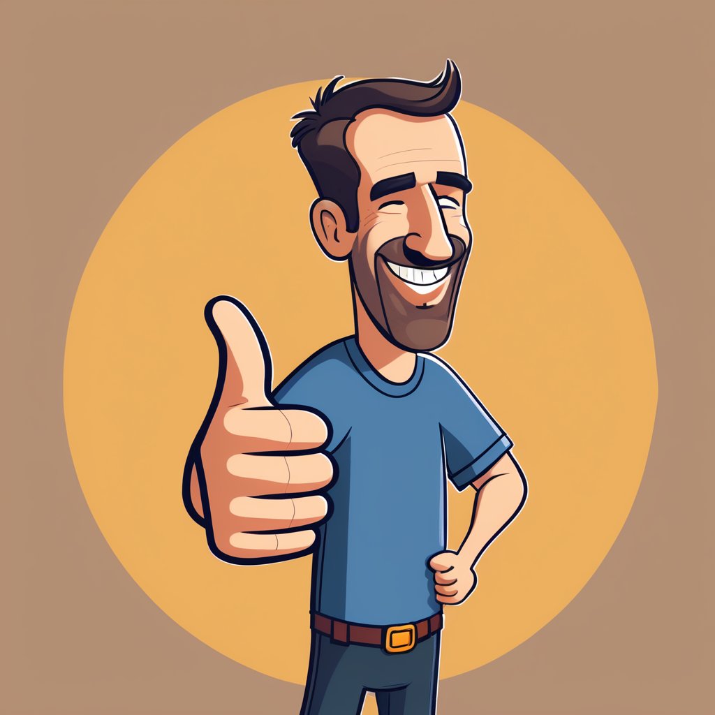 portrait cartoon character of lndr happy, giving a thumbs up. in the style of looney tunes