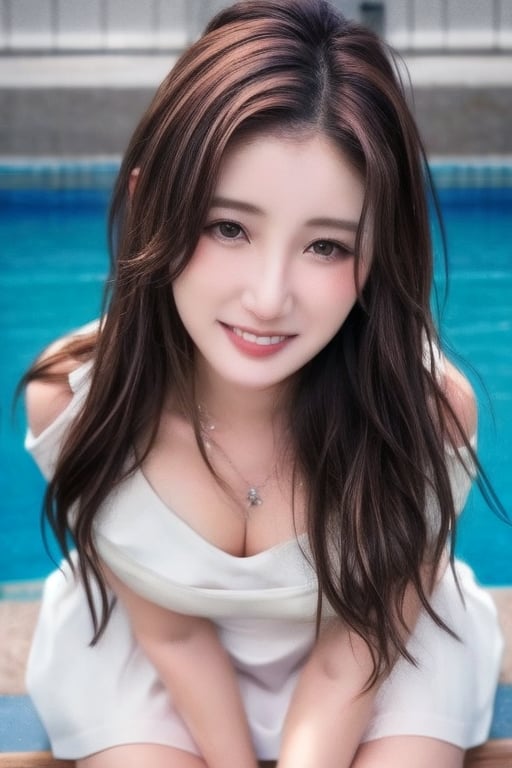 1girl, solo, ShirleyS, (smile), (messy hair), (looking at viewer), photorealistic, Detailedface, (white dress), (sitting),

(pov), (full body),(face focus),Realistic