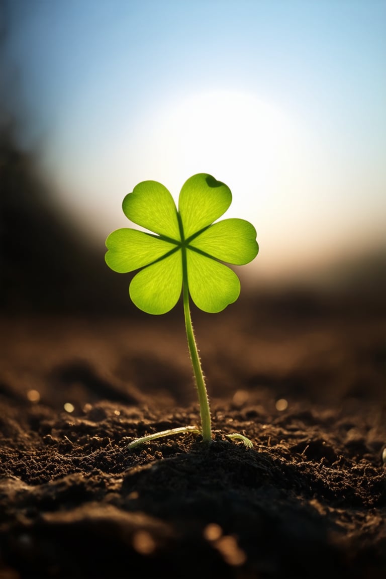 masterpiece,professional macro photography, small sprouting Clover plant (symbol of hope, love and faith) in the war zone field,chaotic background, fire,war, soft bounced lighting, amazing depth of field, shot from a low angle, shot on Lumix GH5 (cinematic bokeh, dynamic range, vibrant colors)
