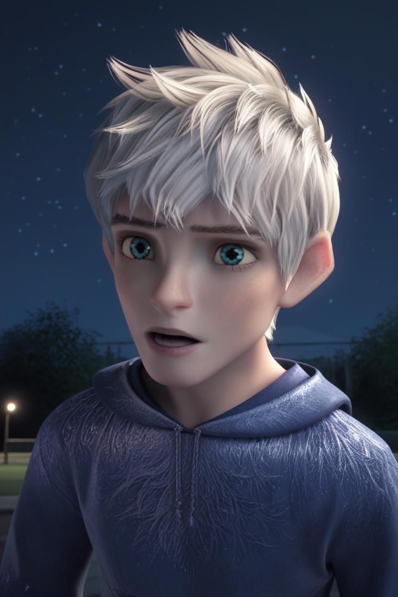 score_9, score_8_up, score_7_up, score_6_up, masterpiece, best quality, amazing quality, best aesthetic, absurdres, intricate details, detailed face,jack frost, white hair, blue eyes, blue hoddie, 1boy, solo, male focus, open mouth, hood, sky, night, upper body, looking at viewer<lora:EMS-436752-EMS:1.000000>