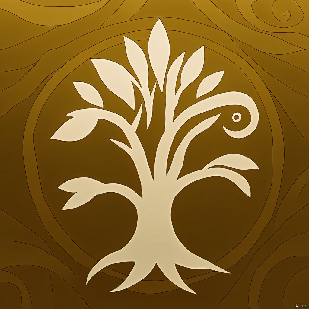 White fish tree motif, gold theme