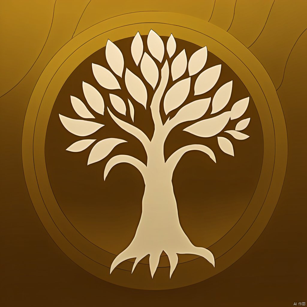 White pattern tree Wolf icon, light, gold theme