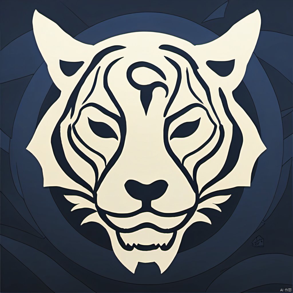 White floral tiger head icon, luminous