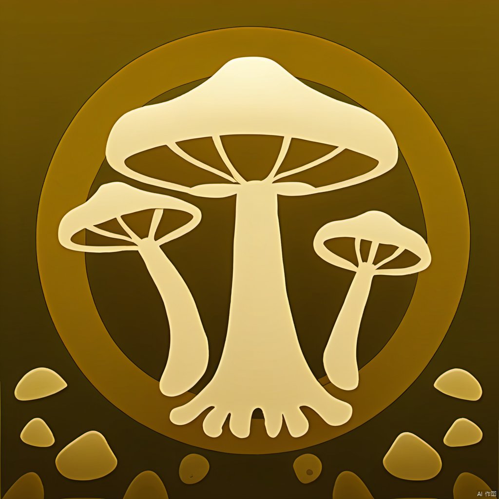 White mushroom deep forest icon, gold theme