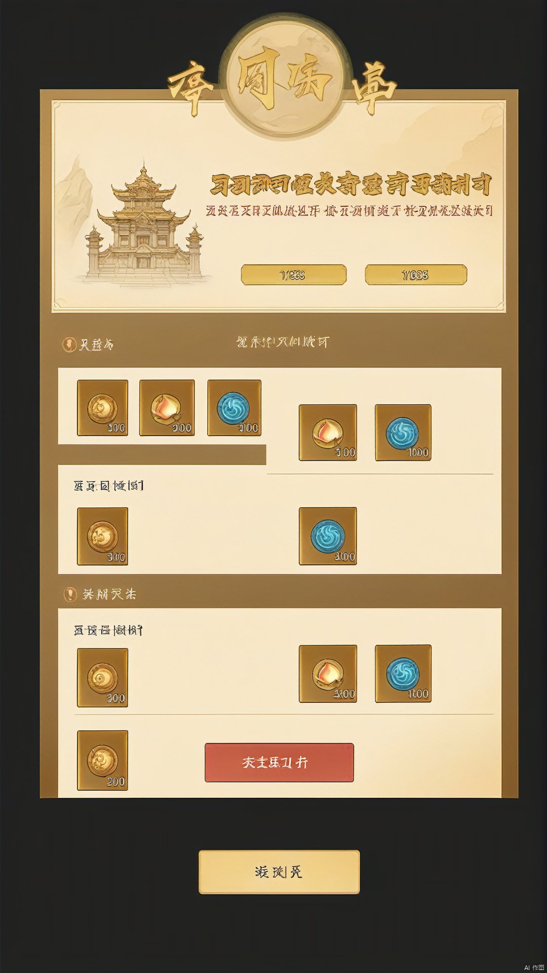 The background of the event introduction interface is the magnificent hall of an ancient temple, surrounded by lanterns and banners. The center of the screen is the main introduction area of ​​the event. The title and icon of the event are displayed at the top. The title uses ancient calligraphy fonts and is decorated with gold decoration. Below is a detailed description of the activity. The text description is in white font and is concise and clear. The middle part of the interface shows the event schedule and key points of the rules, presented in the form of segmented cards. The background of each card is an elegant bamboo leaf texture. There is a "Participate Now" button on the right side, designed in the style of ancient copper coins. Click to enter the event. There is also a "Share Activity" button at the bottom to facilitate players to share activity information to social media. The overall interface has a classic and solemn feel