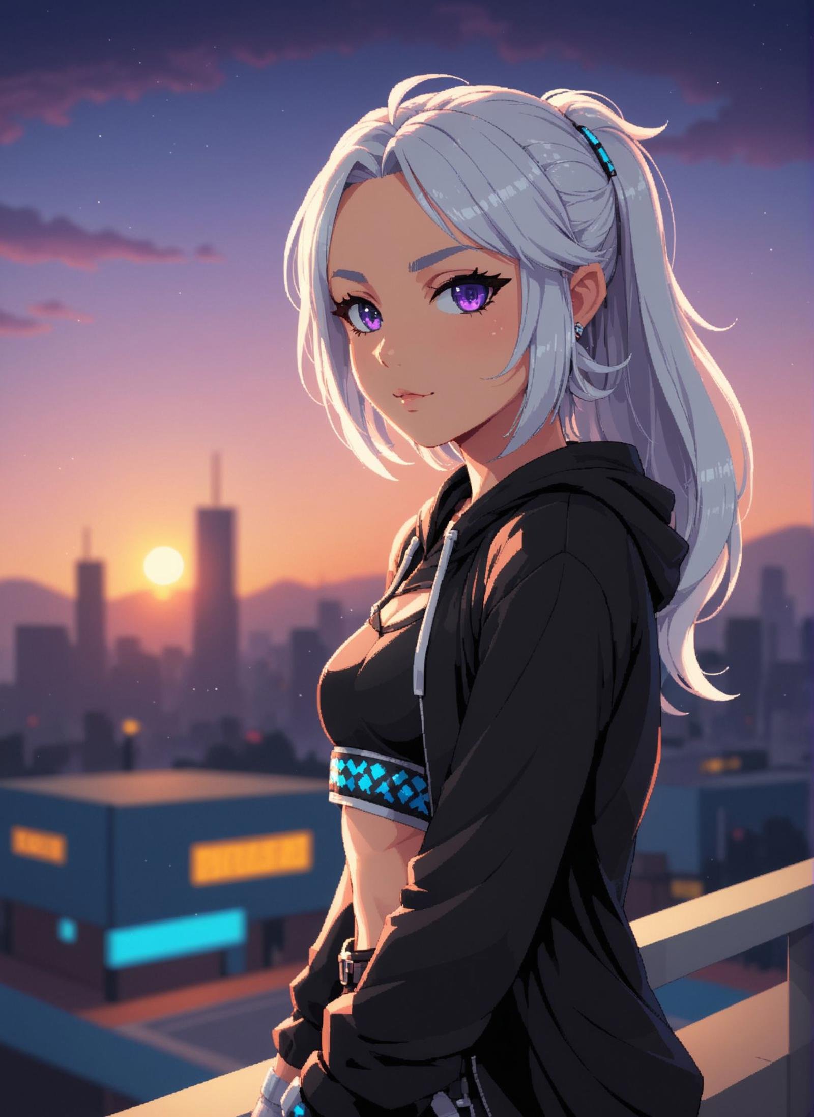 (((masterpiece))) , (((best quality))) , anime style, 2d, anime pixel art, professionally shot of a Thief [Bohemian:Artisanal:9] (alluring 1girl, solo:1.1) , her hair is Silver, Gymnasium in background, at Dawn, Very wide view, Cyberpop, soft fill lighting, Depth of field 270mm, CMYK Colors, ambient illumination, confident, magnificent, fertile