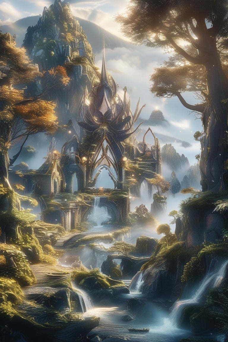 Create a high-definition, fantastical magical mystical landscape