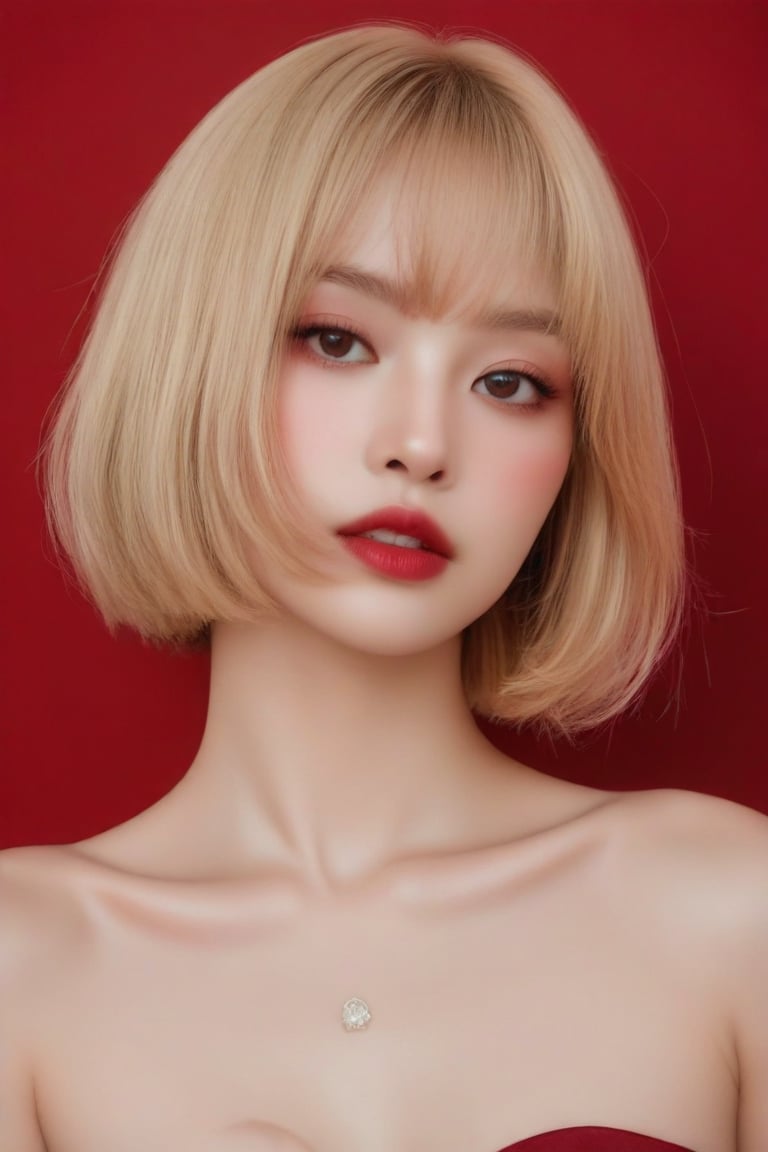 ((masterpiece, best quality, absurdities, (absurdresolution), high resolution, ultra detailed, highest resolution, very fine 8KCG wallpapers)), shaded, crimson, wet lips, sensual face, realistic retinas, straight hair, Bob cut , blonde,Asian Best Face Ever, hdr