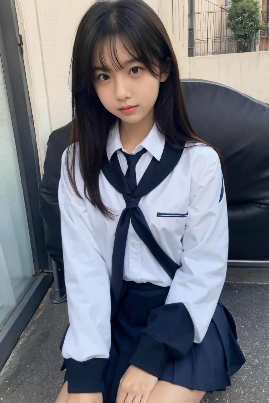 school uniform, sit