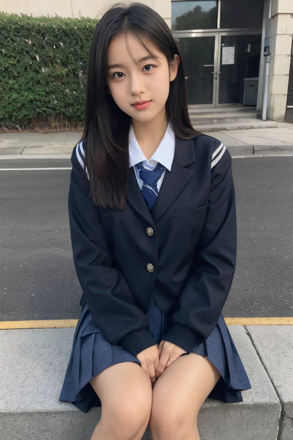 school uniform, sit