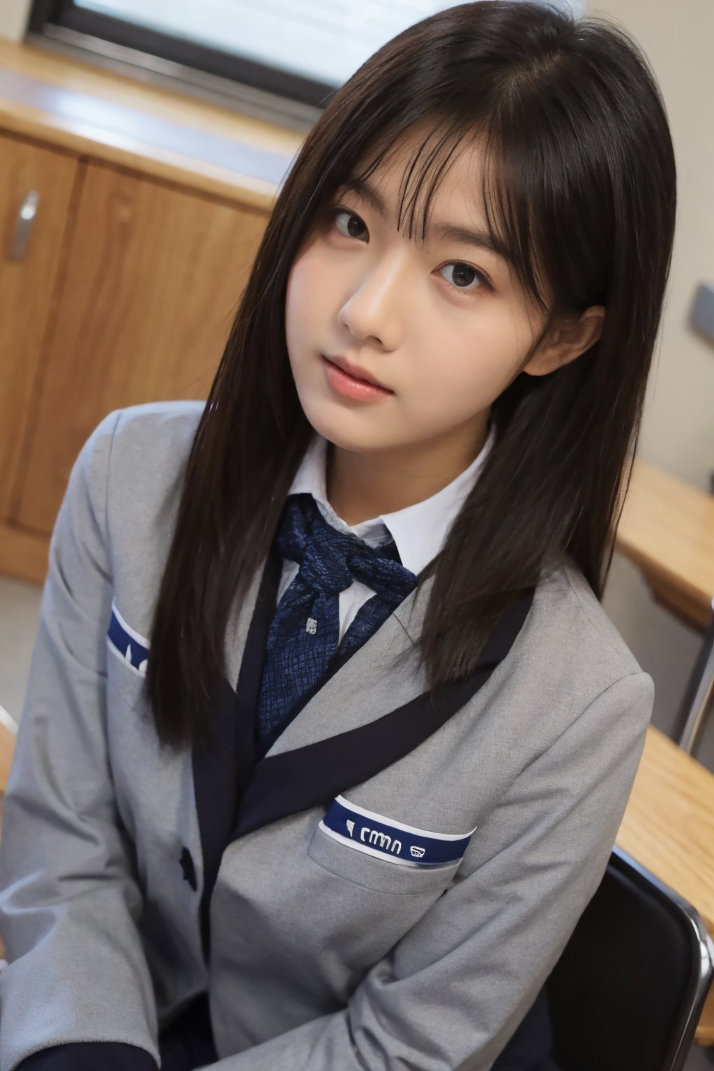 school uniform, sit