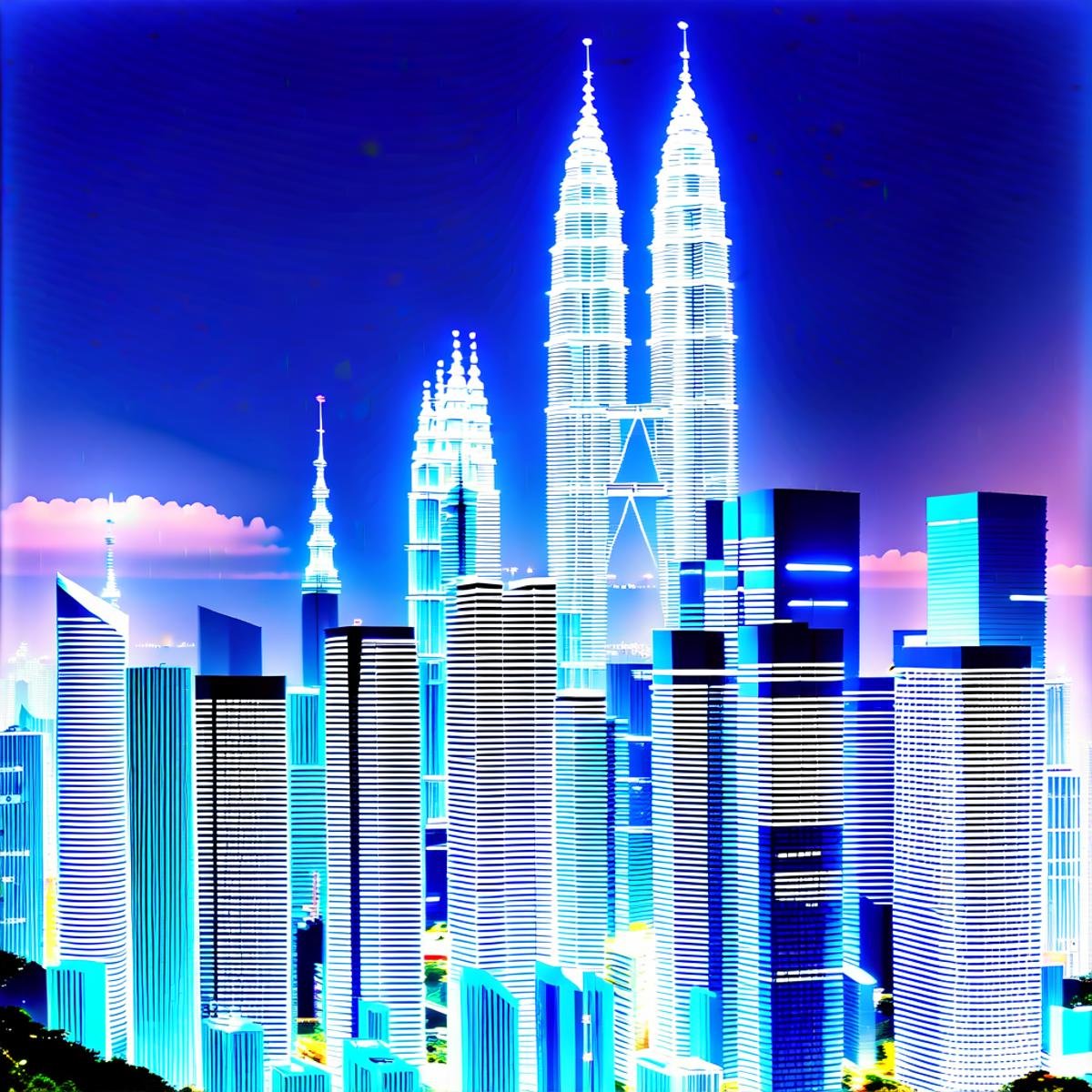 Petronas Twin Towers and Kuala Lumper Tower are the landmarks of Kuala Lumpur., the other used an open social area and meeting space.